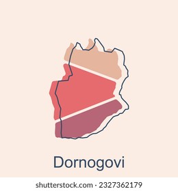 Mongolia political map with capital Dornogovi, national borders, important cities, World map country vector illustration design template