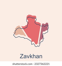 Mongolia political map with capital Zavkhan, national borders, important cities, World map country vector illustration design template