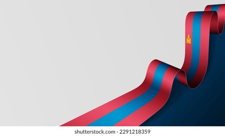 Mongolia ribbon flag background. Element of impact for the use you want to make of it.