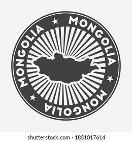 Mongolia round logo. Vintage travel badge with the circular name and map of country, vector illustration. Can be used as insignia, logotype, label, sticker or badge of the Mongolia.