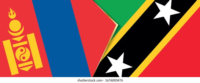Mongolia and Saint Kitts and Nevis flags, two vector flags symbol of relationship or confrontation.