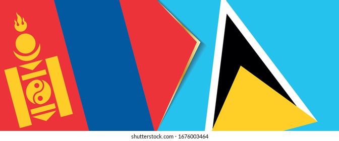 Mongolia and Saint Lucia flags, two vector flags symbol of relationship or confrontation.
