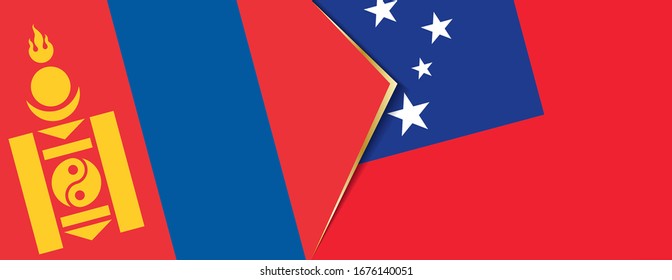 Mongolia and Samoa flags, two vector flags symbol of relationship or confrontation.
