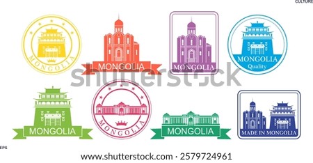 Mongolia set. Isolated Mongolia on white background