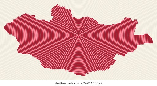 Mongolia shape rings. Country map formed by stacked circles. Mongolia boundary shape design. Beautiful vector illustration.