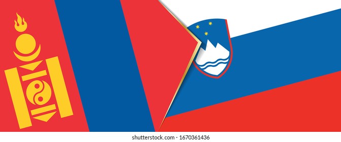 Mongolia and Slovenia flags, two vector flags symbol of relationship or confrontation.