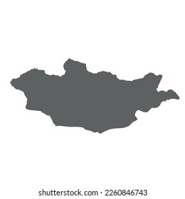 Mongolia - mapa de siluetas gris liso de la zona del país. Simple ilustración vectorial plana.