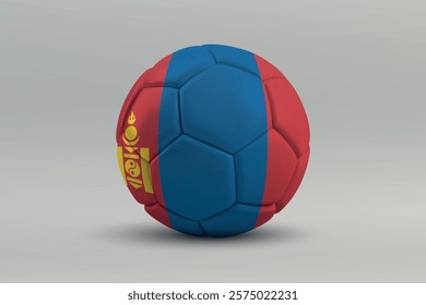 Mongolia soccer ball featuring the national flag design on a gray background
