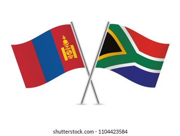 Mongolia and South Africa flags. Vector illustration.