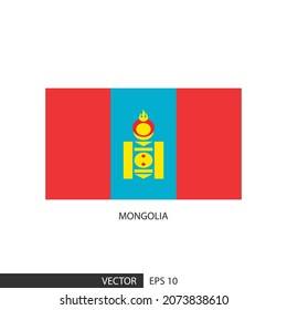 Mongolia square flag on white background and specify is vector eps10.
