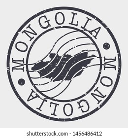 Mongolia Stamp Postal. Map Silhouette Seal. Passport Round Design. Vector Icon. Design Retro Travel.