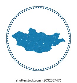 Mongolia sticker. Travel rubber stamp with map of country, vector illustration. Can be used as insignia, logotype, label, sticker or badge of Mongolia.