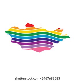 Mongolia swoosh silhouette rainbow map