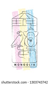 Mongolia symbols vector illustration and typography design