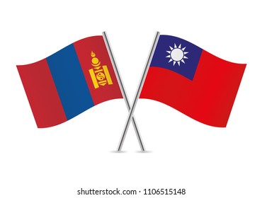 Mongolia and Taiwan flags. Vector illustration.