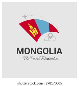 Mongolia The Travel Destination logo - Vector travel company logo design - Country Flag Travel and Tourism concept t shirt graphics - vector illustration