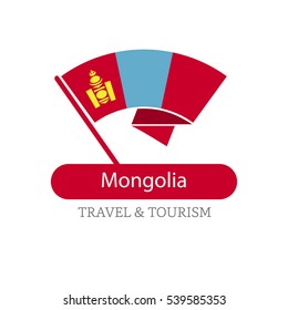 Mongolia The Travel Destination logo - Vector travel company logo design - Country Flag Travel and Tourism concept t shirt graphics - vector illustration
