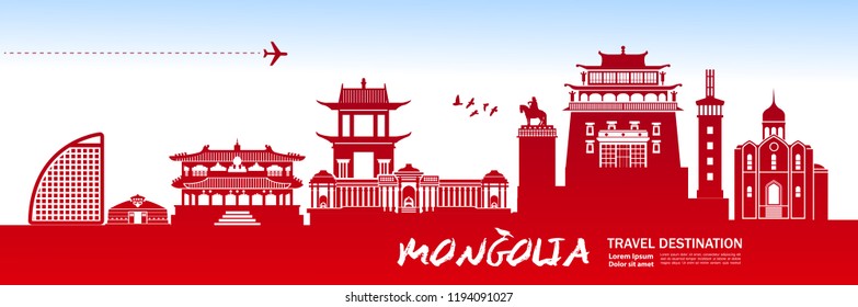 Mongolia travel destination vector.