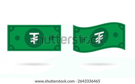 Mongolia Tugrik money flat and flowing style