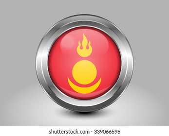 Mongolia Variant Flag. Metal Round Icons. This is File from the Collection Asian Flags