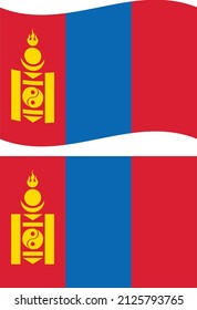 Mongolia waving flag on white background. Flag of Mongolia. flat style.