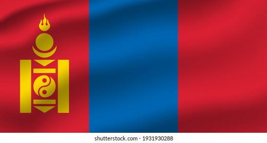 Modificable el vector de la bandera ondulada de Mongolia