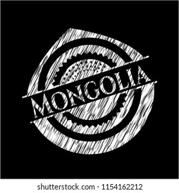 Mongolia written on a blackboard