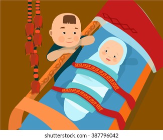 Mongolian Baby With Brother