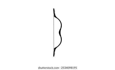 mongolian bow, black isolated silhouette