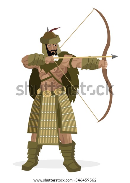 Mongolian Bow Spear Warrior Soldier Stock Vector (Royalty Free) 546459562