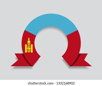 Mongolian flag rounded ribbon abstract background. Vector illustration.
