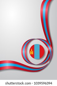 Mongolian flag wavy abstract background. Vector illustration.