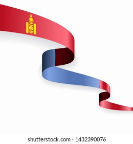 Mongolian flag wavy abstract background. Vector illustration.