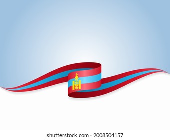 Mongolian flag wavy abstract background. Vector illustration.
