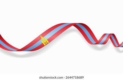 Diseño de fondo abstracto ondulado de bandera mongol. Ilustración vectorial.