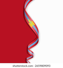 Mongolische Flagge wellig abstrakten Hintergrund Layout. Vektorgrafik.