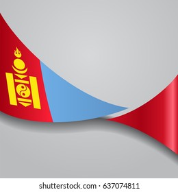 Mongolian flag wavy abstract background. Vector illustration.