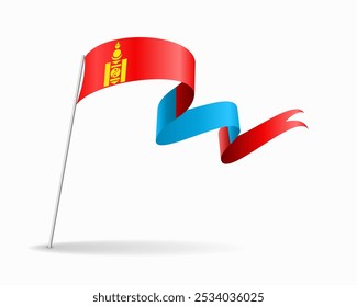 Mongolian flag wavy background layout. Vector illustration.