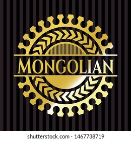 Mongolian gold shiny badge. Vector Illustration. Detailed.