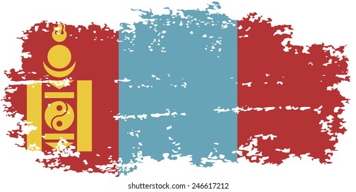Mongolian grunge flag. Vector illustration. Grunge effect can be cleaned easily.