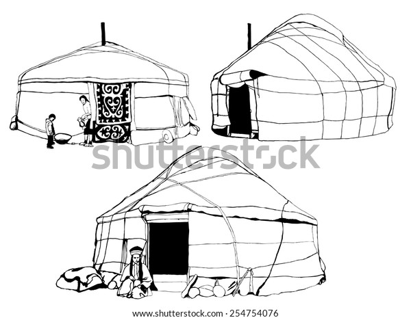 Mongolian Houses Stock Vector (Royalty Free) 254754076