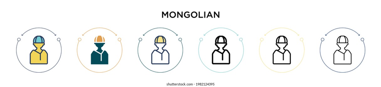 Mongolian icon in filled, thin line, outline and stroke style. Vector illustration of two colored and black mongolian vector icons designs can be used for mobile, ui, web
