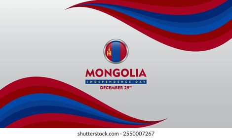 Dia da Independência da Mongólia 29 de dezembro. Cartão comemorativo e banner do dia da independência da Mongólia. Dia da Independência e Dia Nacional