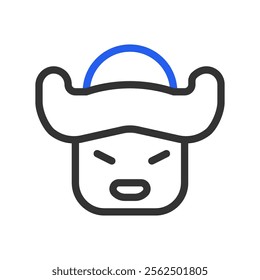 Mongolian man icon. Concept of traditional culture, travel, and diversity.