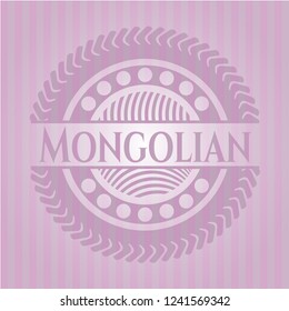 Mongolian pink emblem. Retro