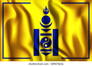 Mongolian Soyombo. Rectangular Shape Icon with Wavy Effect