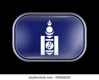 Mongolian Soyombo. Rectangular Shape with Rounded Corners. This Flag is One of a Series of Glass Buttons