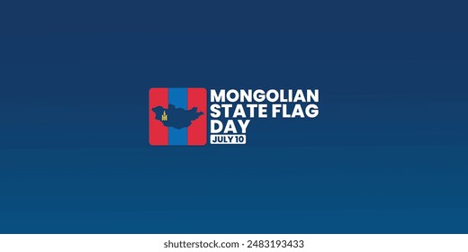 Mongolian state flag day, political flag July 10, suitable for social media post, card greeting, banner, template design, print, suitable for event, website, vector, with map of mongolia illustration.