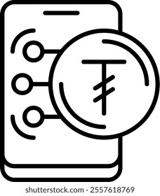 Mongolian Tugrik Note Outline Style Icon Design