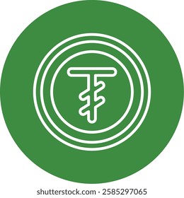 Mongolian Tugrik Outline Circle Style Icon Design